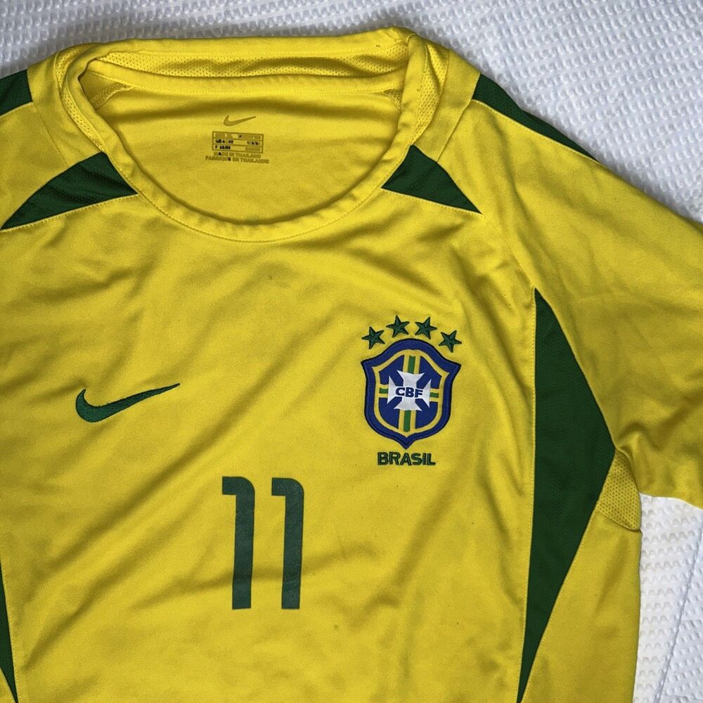 Ronaldinho 11 2002 retro Soccer Jersey Shirt yellow size XL Nike
